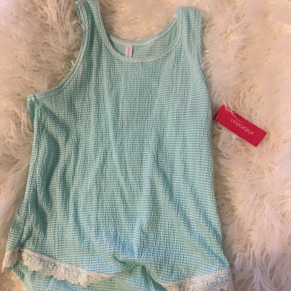 Blue lace tank top